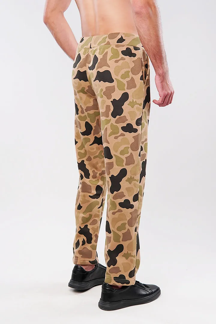 Camouflage Fleece Jogger Pants - Brown