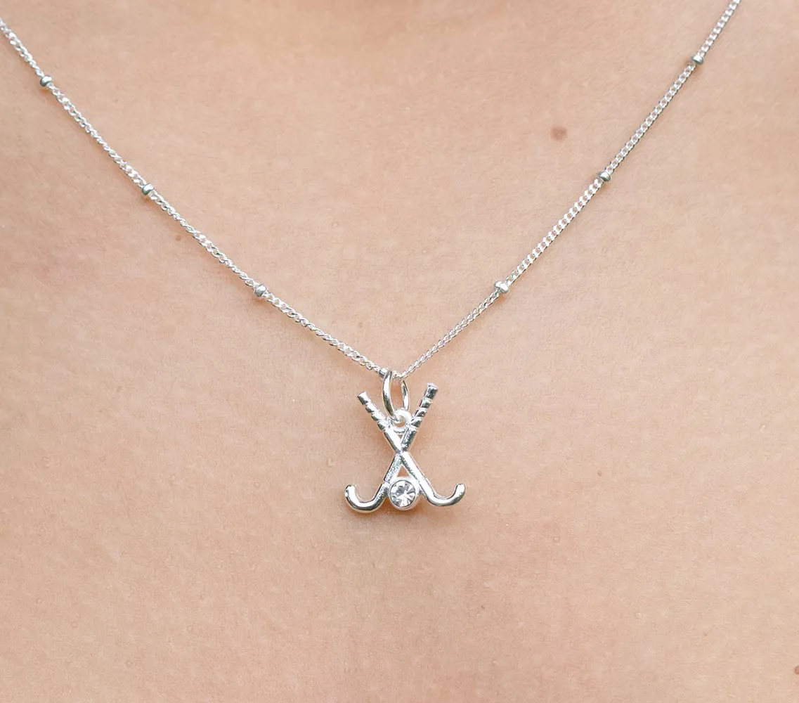 CC Sport Silver Field Hockey Necklace and Earrings Gift Set
