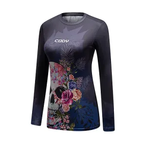 CL Sport Women Skull Roses Rashguard Long Sleeve