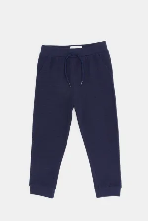 Infant Boys Navy Jacquard Jogger