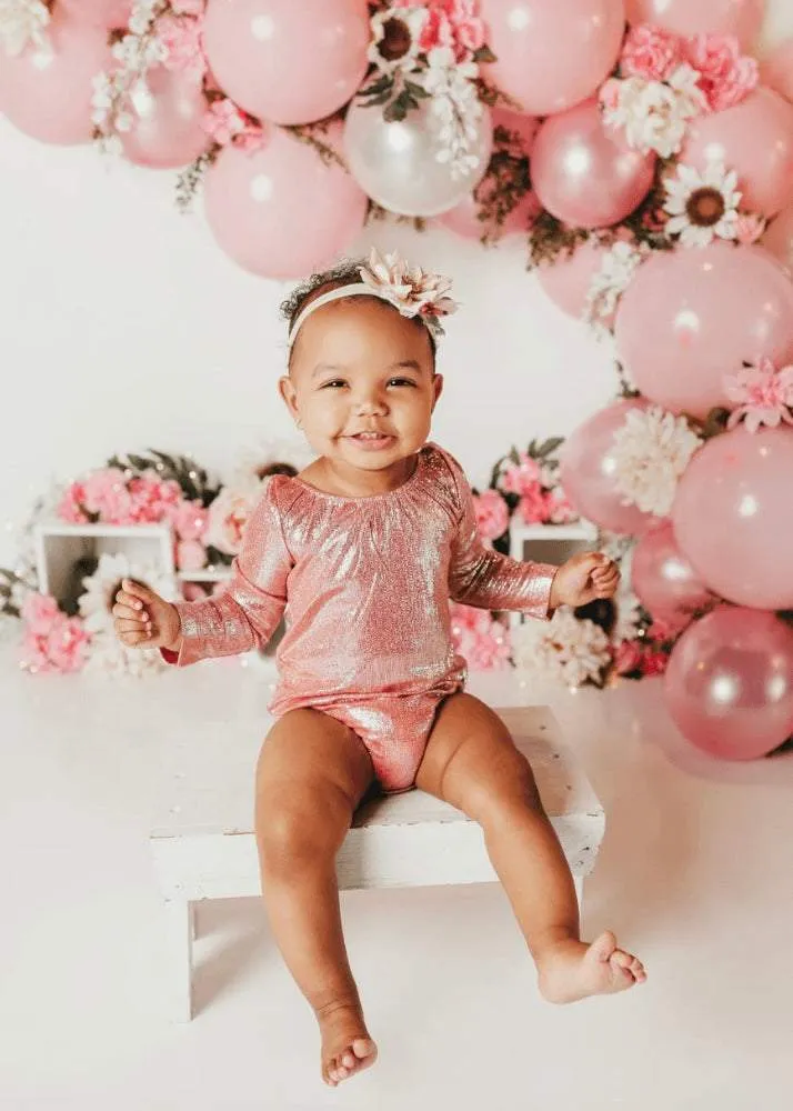 Long Sleeved Shimmer and Shine Leotard in Rose