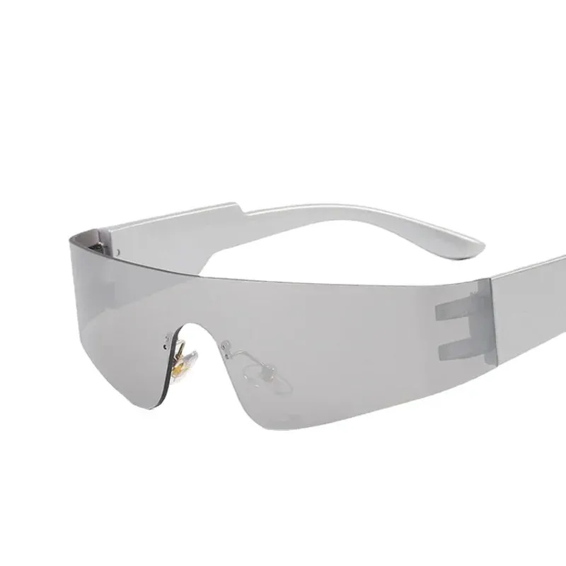 Rimless Oval Rave Sunglasses - Stylish Y2K Sport Eyewear