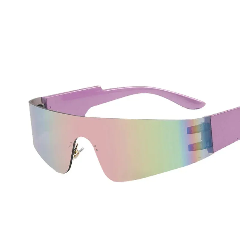 Rimless Oval Rave Sunglasses - Stylish Y2K Sport Eyewear