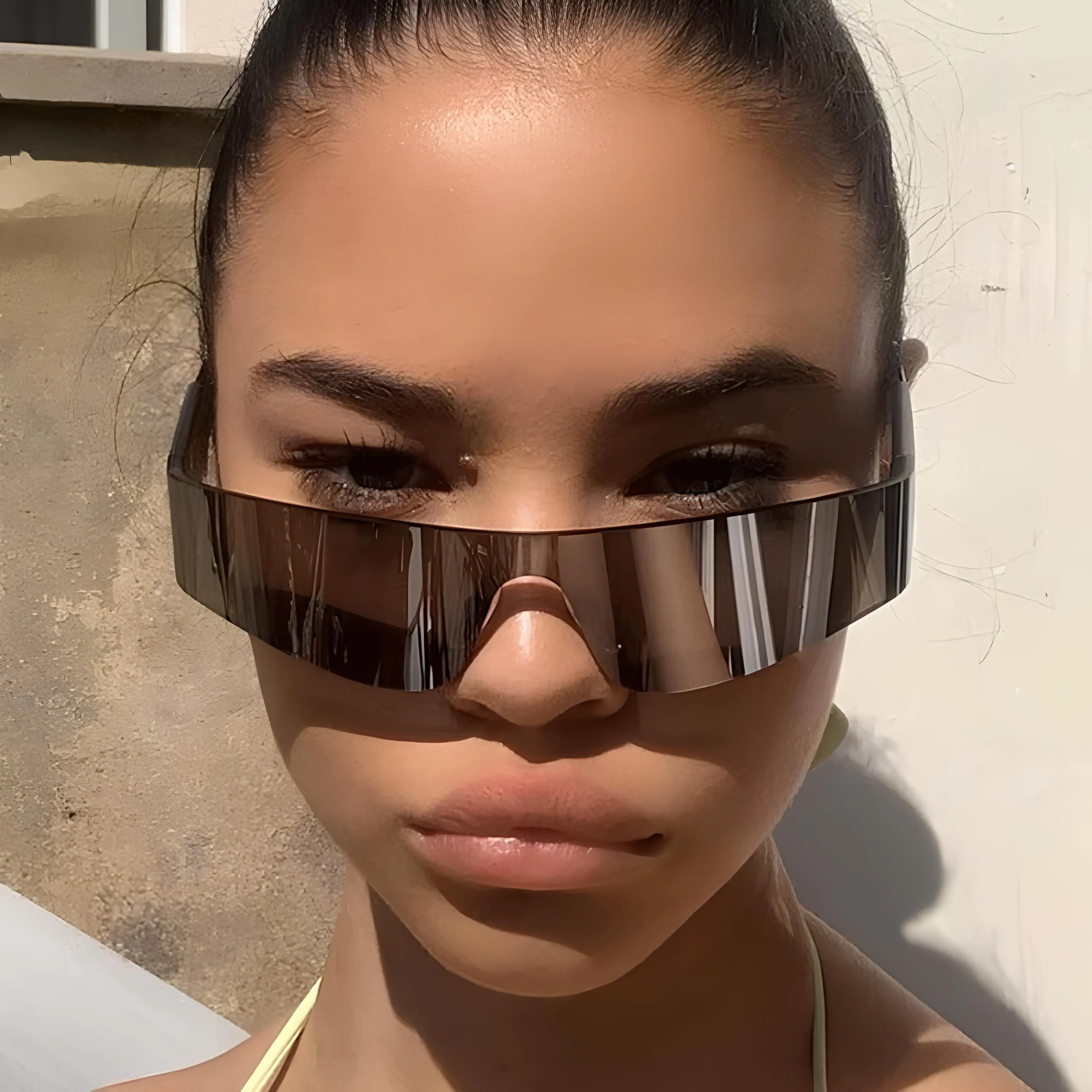 Rimless Oval Rave Sunglasses - Stylish Y2K Sport Eyewear