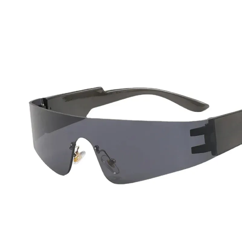 Rimless Oval Rave Sunglasses - Stylish Y2K Sport Eyewear