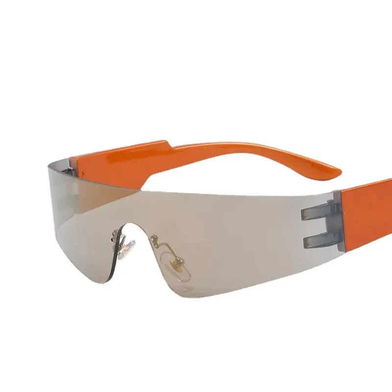Rimless Oval Rave Sunglasses - Stylish Y2K Sport Eyewear