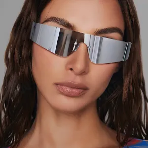 Rimless Oval Rave Sunglasses - Stylish Y2K Sport Eyewear