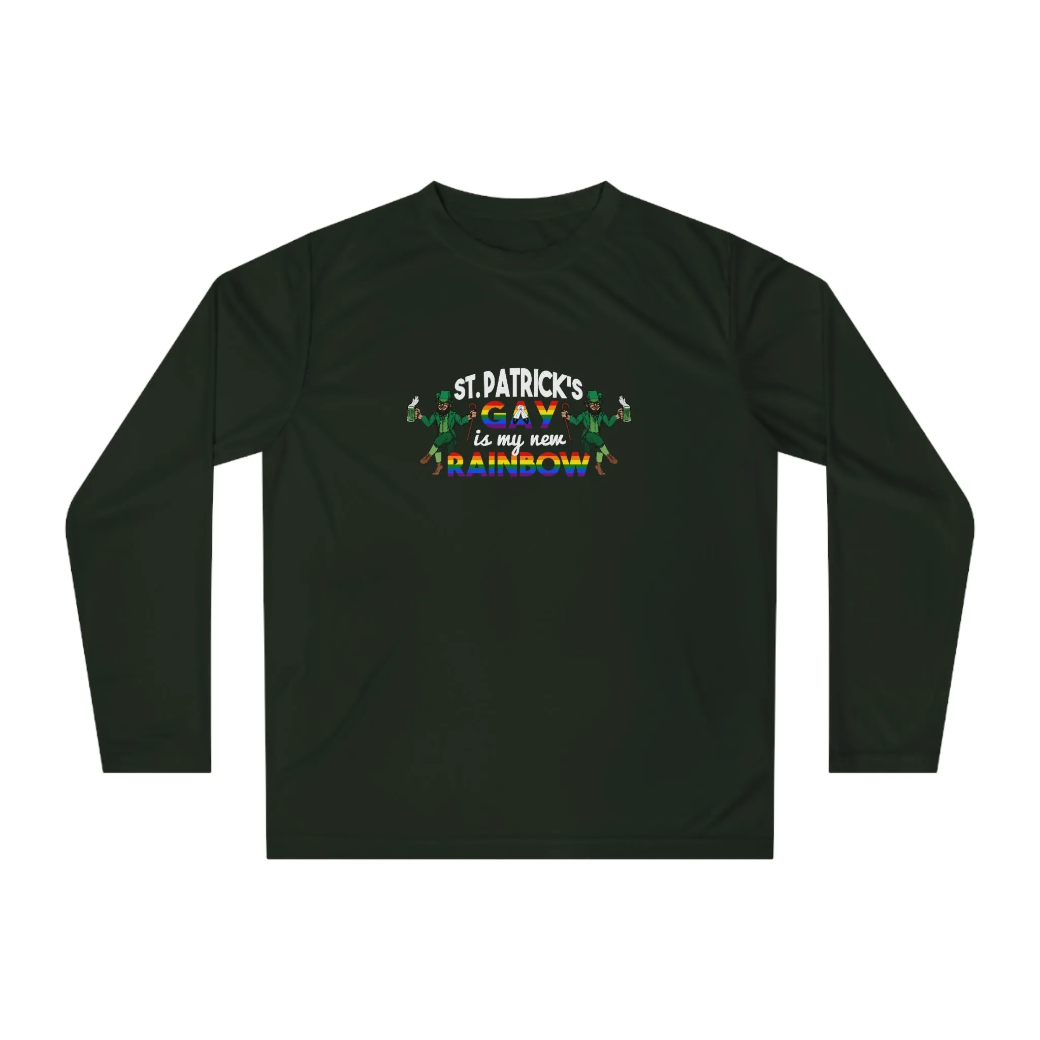 Two Spirit Flag Unisex Performance Long Sleeve Shirt - Saint Patrick's Gay is My New Rainbow