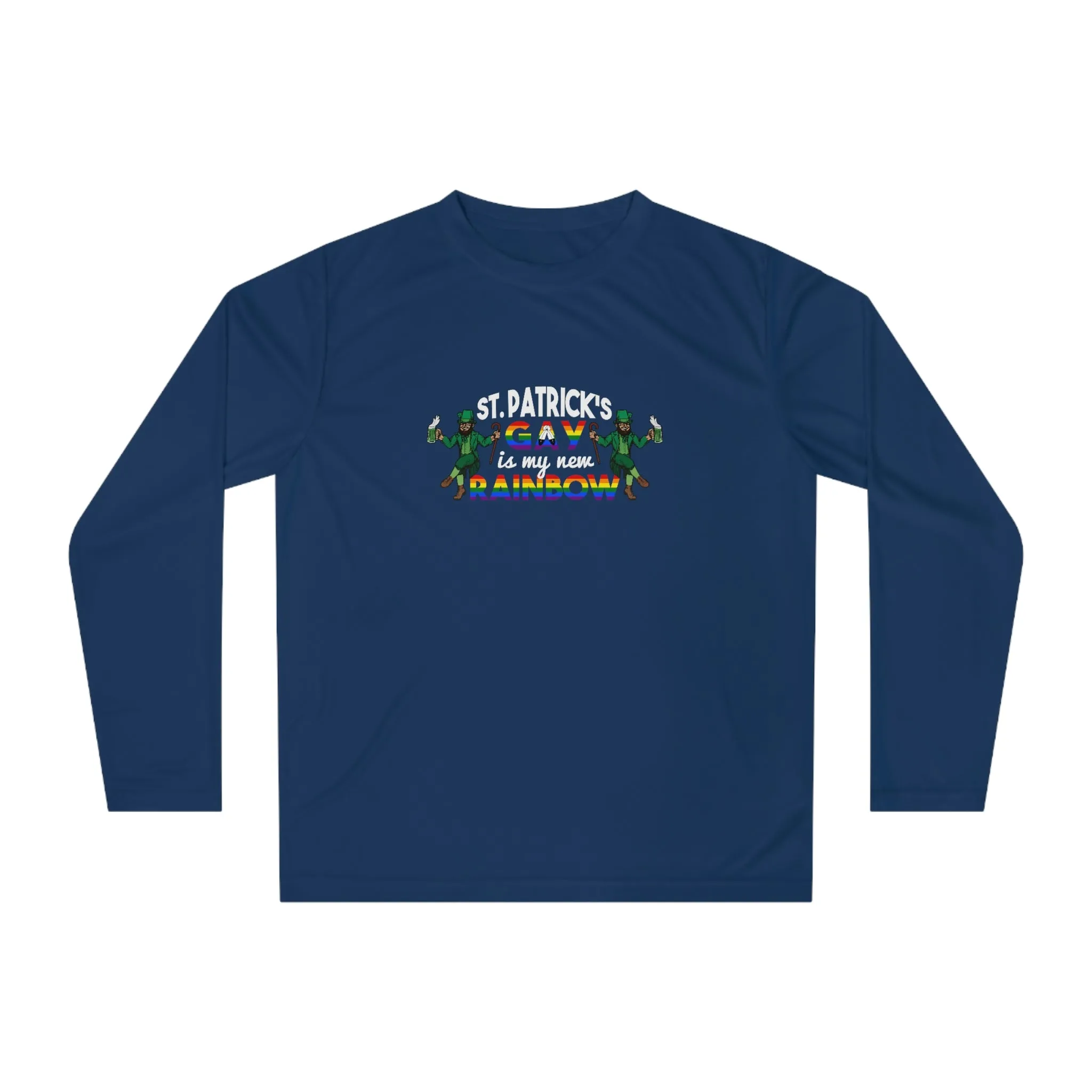 Two Spirit Flag Unisex Performance Long Sleeve Shirt - Saint Patrick's Gay is My New Rainbow