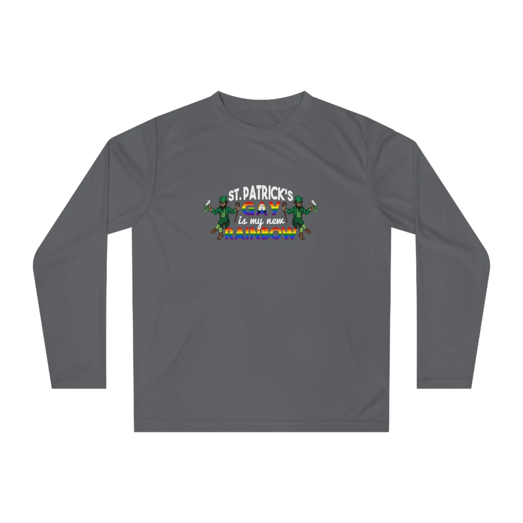 Two Spirit Flag Unisex Performance Long Sleeve Shirt - Saint Patrick's Gay is My New Rainbow